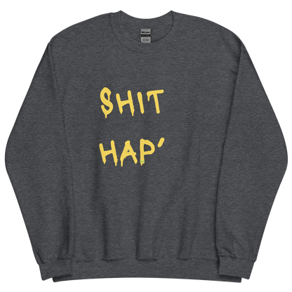 Dark grey heather sweatshirt with "This hap" Original Nine-29 Design