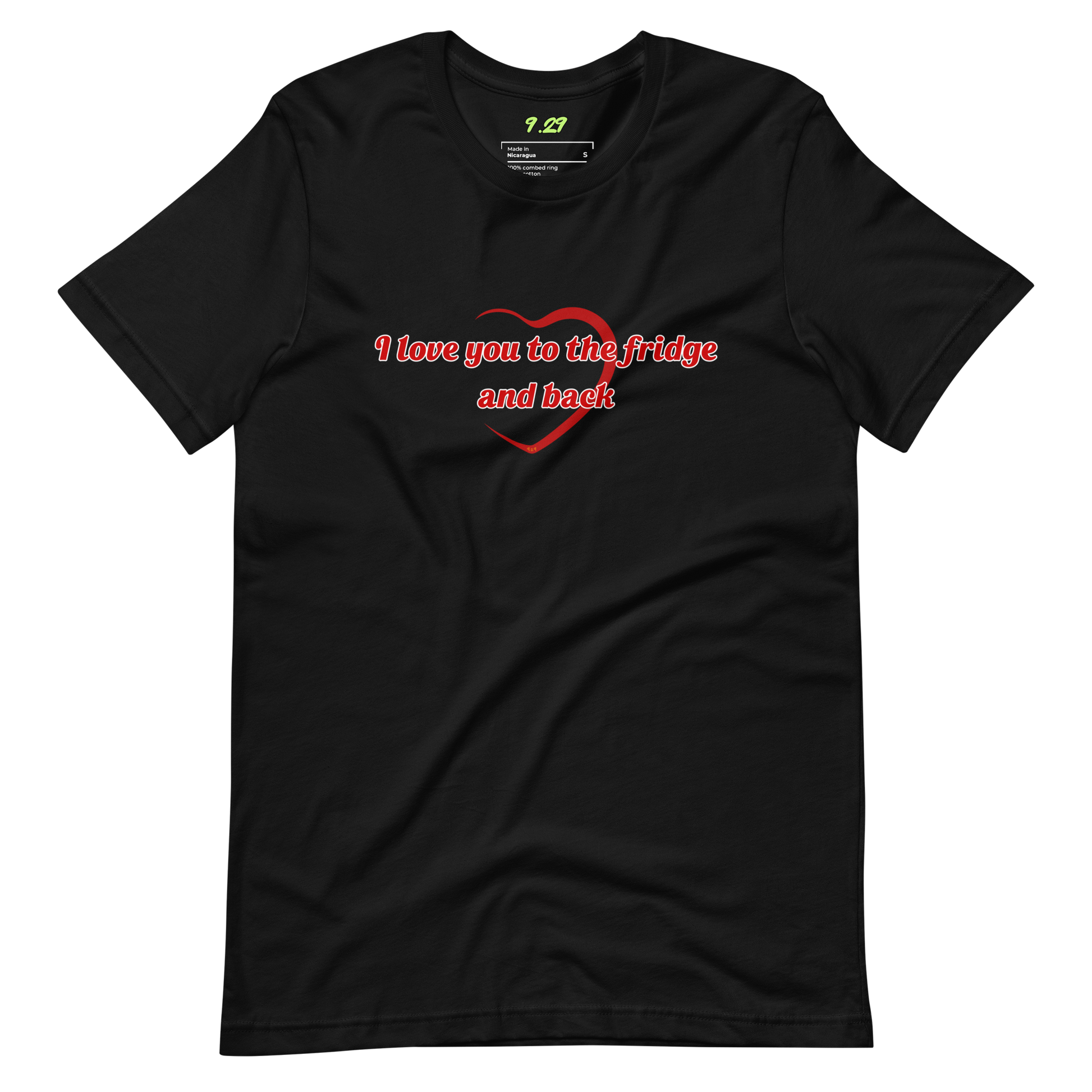 Black t-shirt with "To the fridge" Original Nine-29 Design