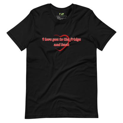 Black t-shirt with "To the fridge" Original Nine-29 Design