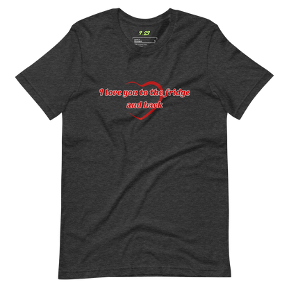 Dark grey heather t-shirt with "To the fridge" Original Nine-29 Design