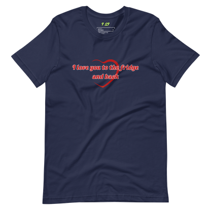 Navy t-shirt with "To the fridge" Original Nine-29 Design