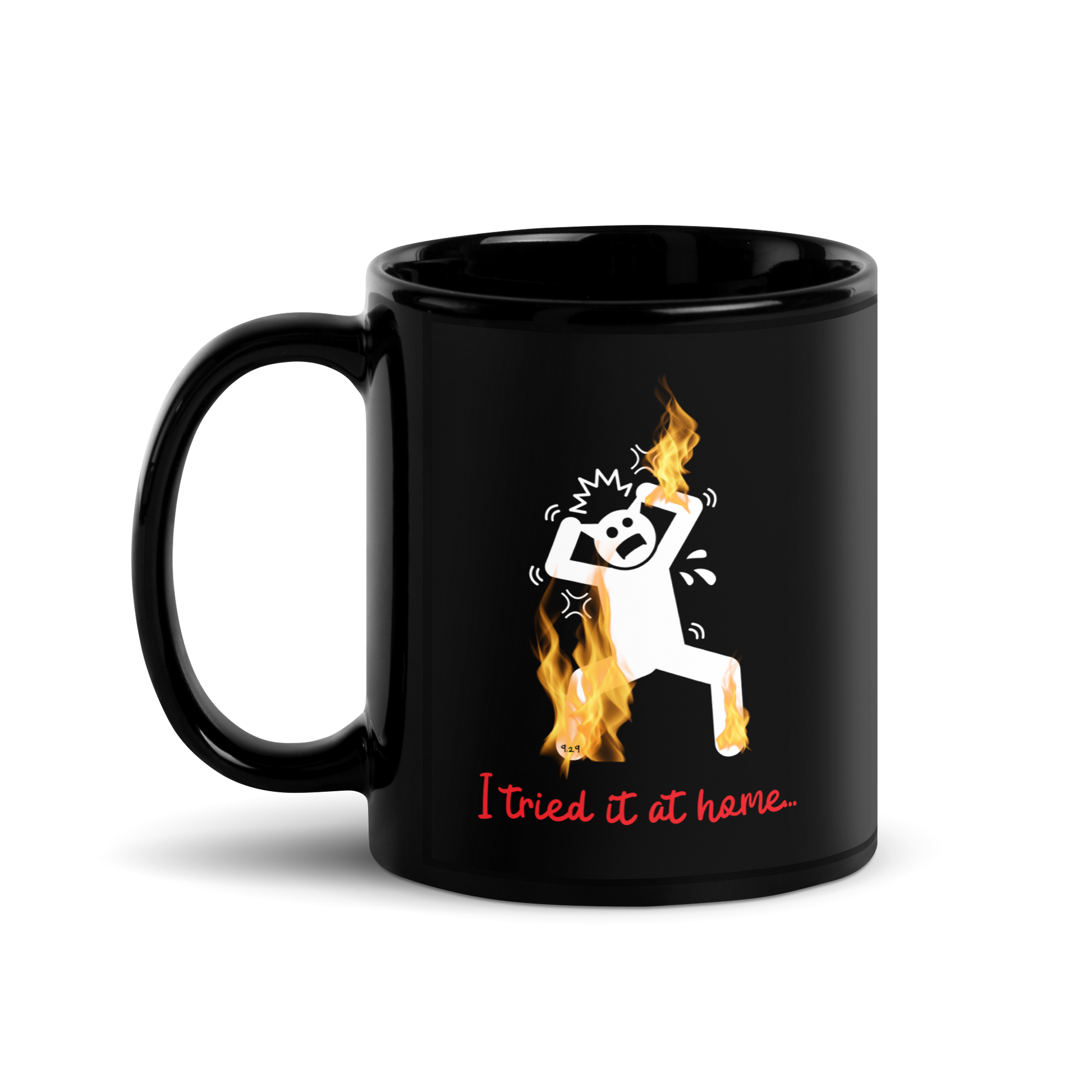 Black mug with "Tried it" Original Nine-29 Design