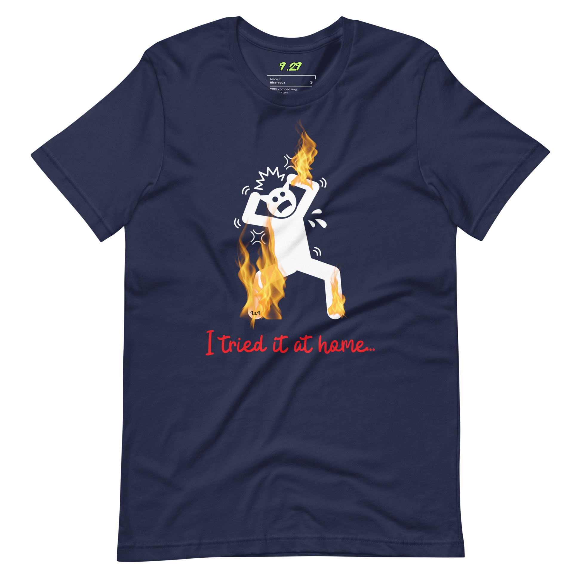 Navy t-shirt with "Tried it" Original Nine-29 Design