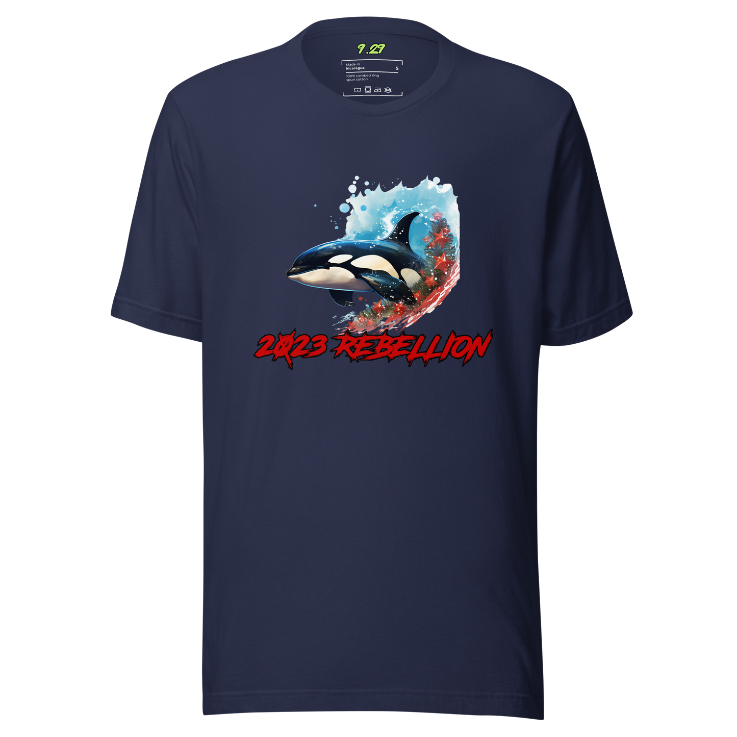 Navy t-shirt with "2023 Rebellion" Original Nine-29 Design